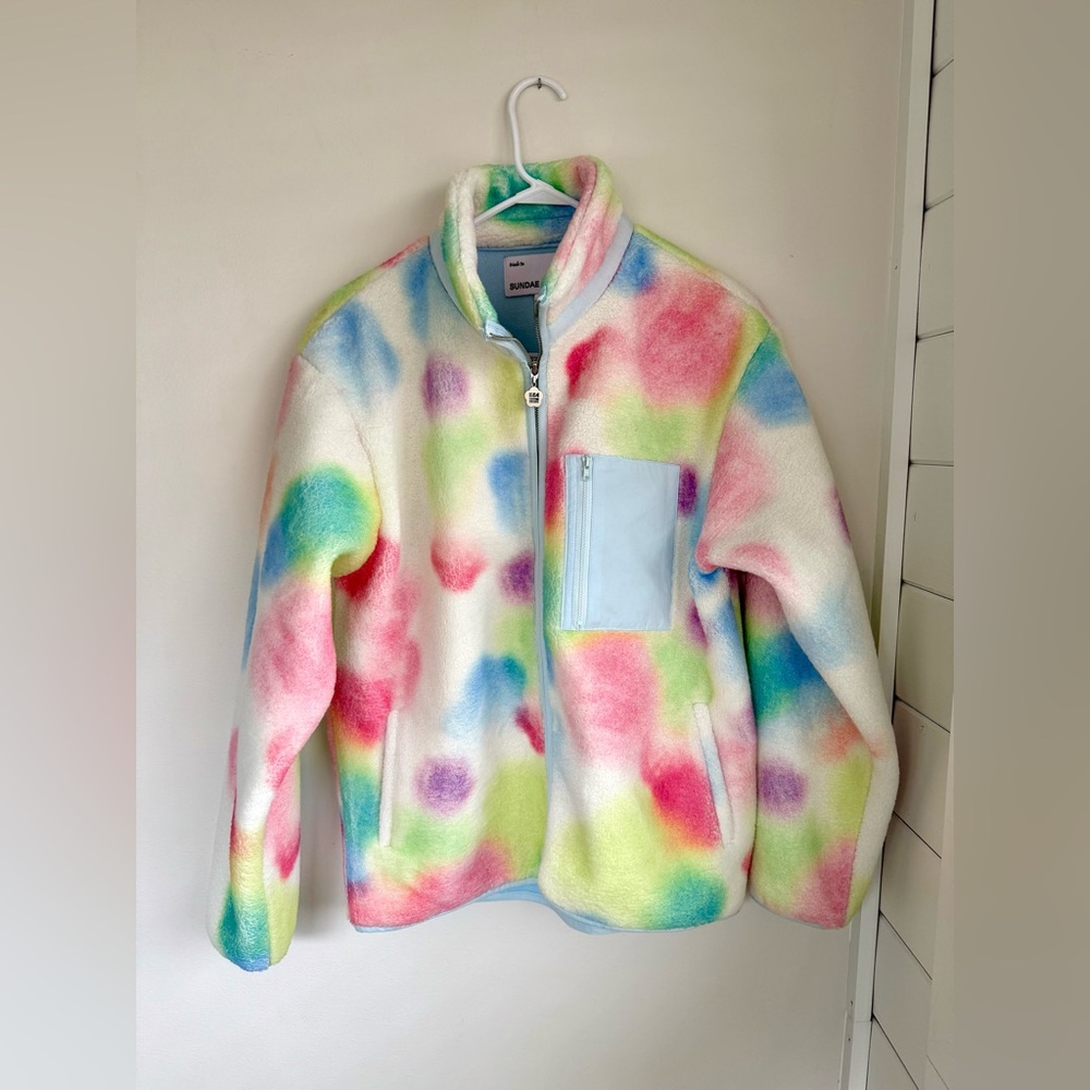 Sundae School Rainbow Valentine’s Day Drop Rainbow Fleece Unisex Small - Picture 4 of 14